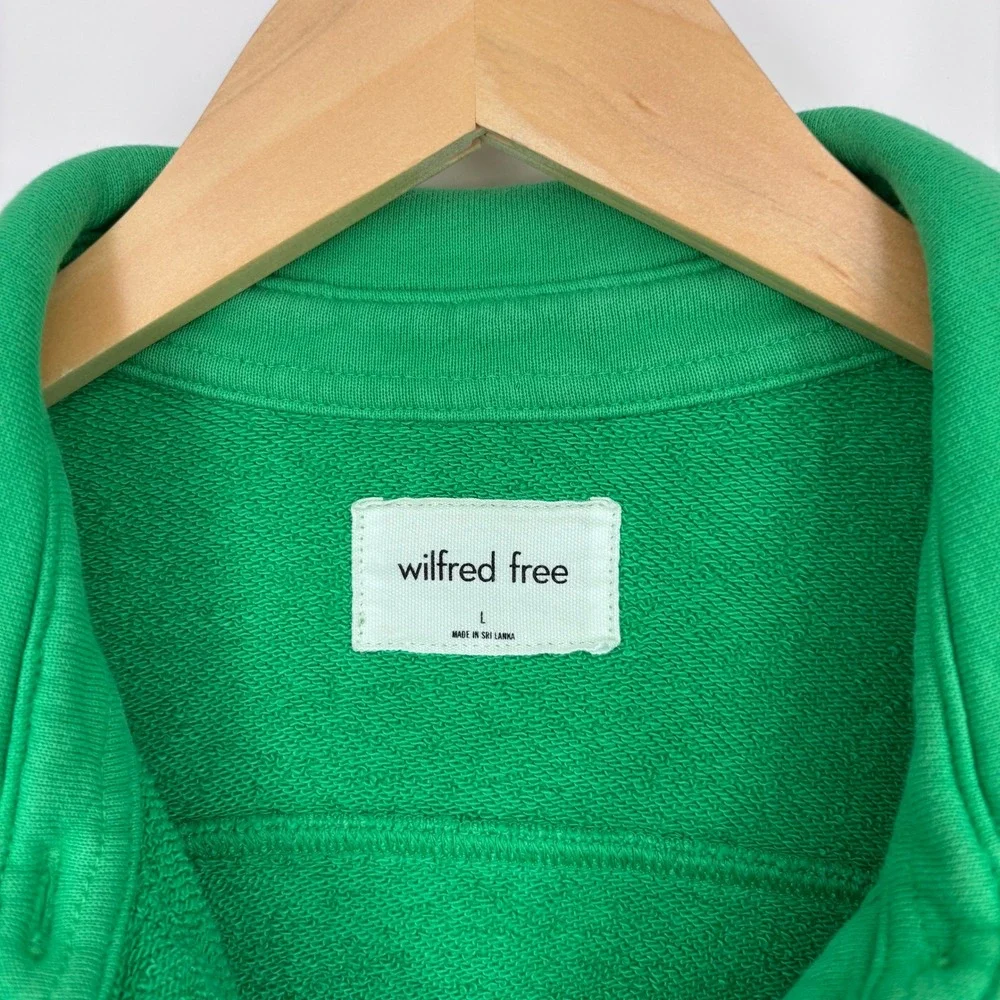 Wilfred Free‎ Cotton Terry Shirt Jacket Women L Green Organic Utility Shacket